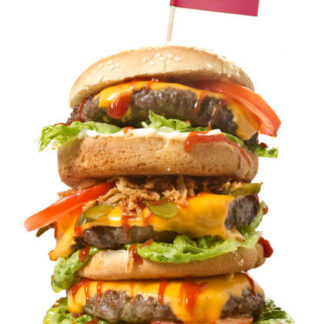 Fresh and tasty XXL hamburger with the flag of Spain.(series)